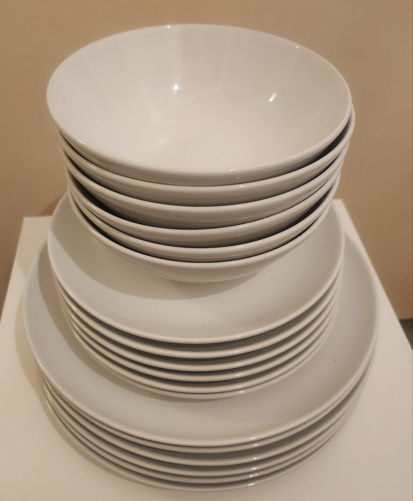 Wit IKEA Servies - 6 diepe borden, 6 dinerborden, 6 kommen, Ophalen of Verzenden, Zo goed als nieuw, Bord(en), Overige stijlen
