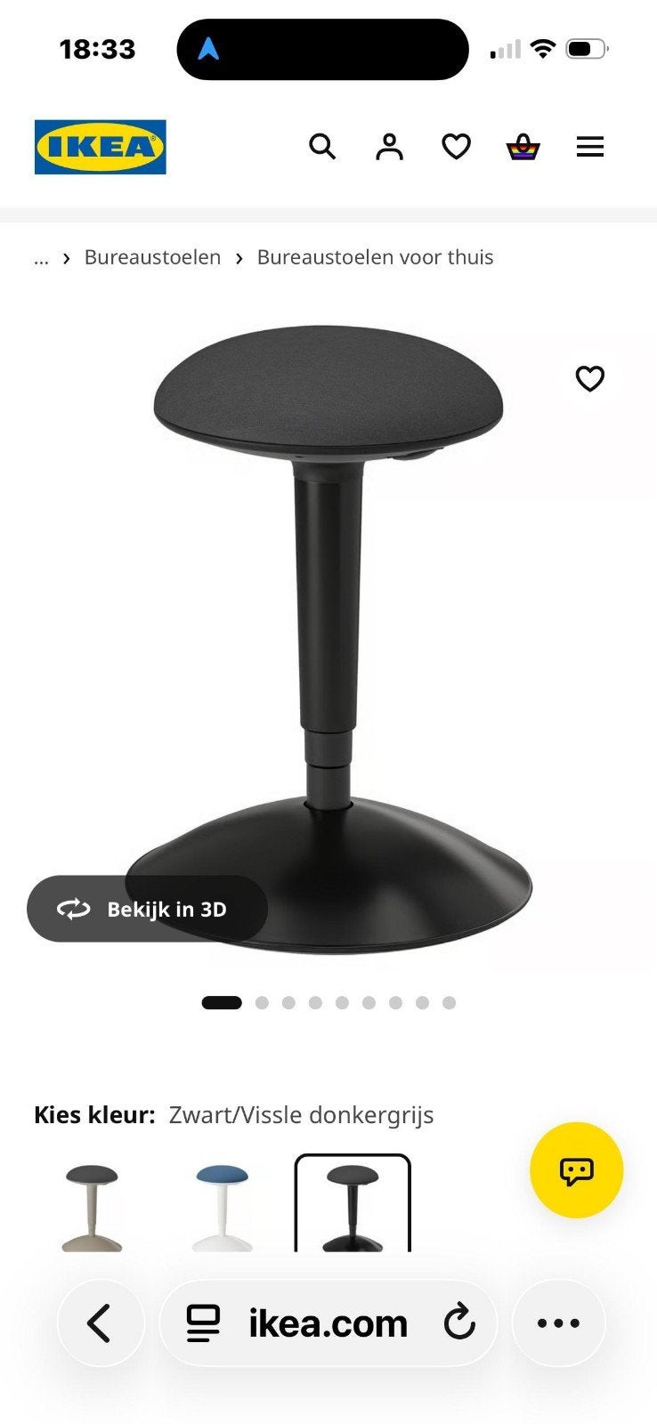 2x IKEA NILSERIK Bureaukrukken - Zwart, Hoogte Verstelbaar, Ophalen, Zwart, Zo goed als nieuw, Bureaukruk