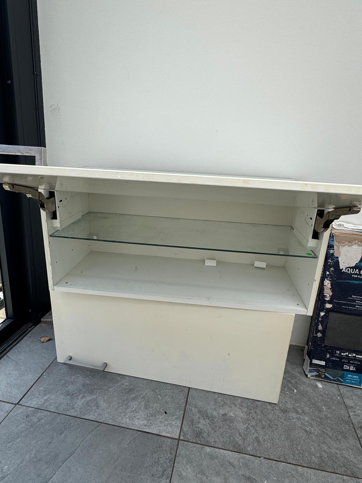 Witte Keukenlades met Glazen Plank - Ideaal voor Opslag, Ophalen, Minder dan 50 cm, Gebruikt, Wit