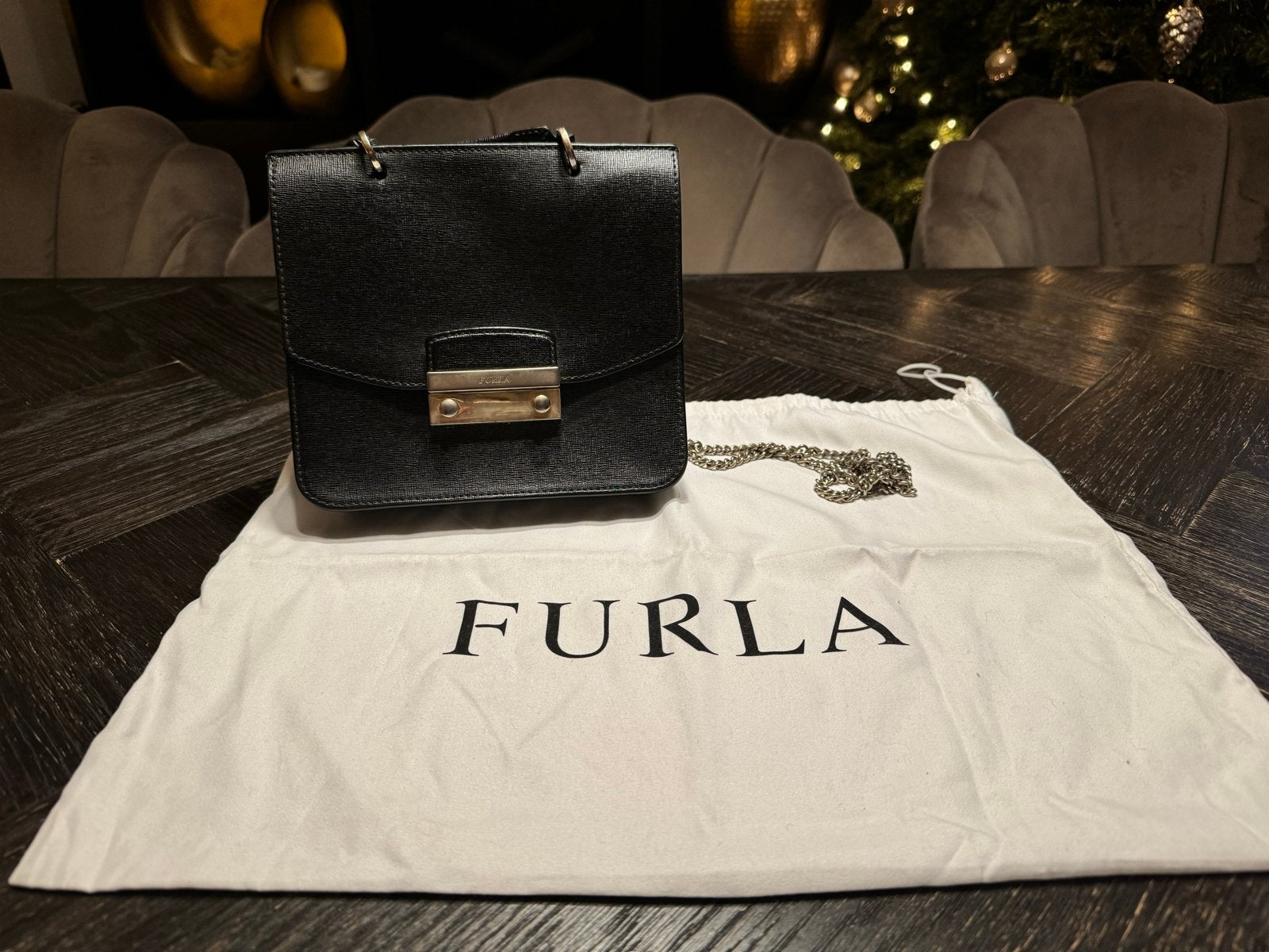 Furla zwarte handtas/crossbody/clutch, Ophalen of Verzenden, Zo goed als nieuw, Zwart, Handtas