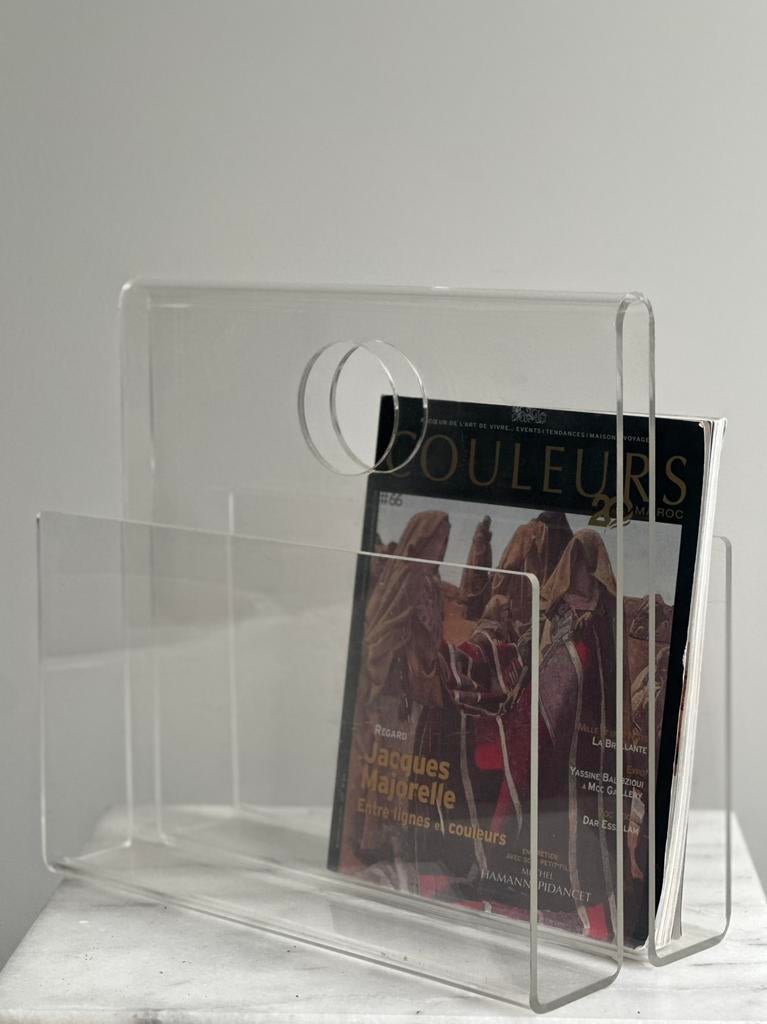 Vintage plexiglazen lectuurbak tijdschriftenhouder, Ophalen of Verzenden, Zo goed als nieuw