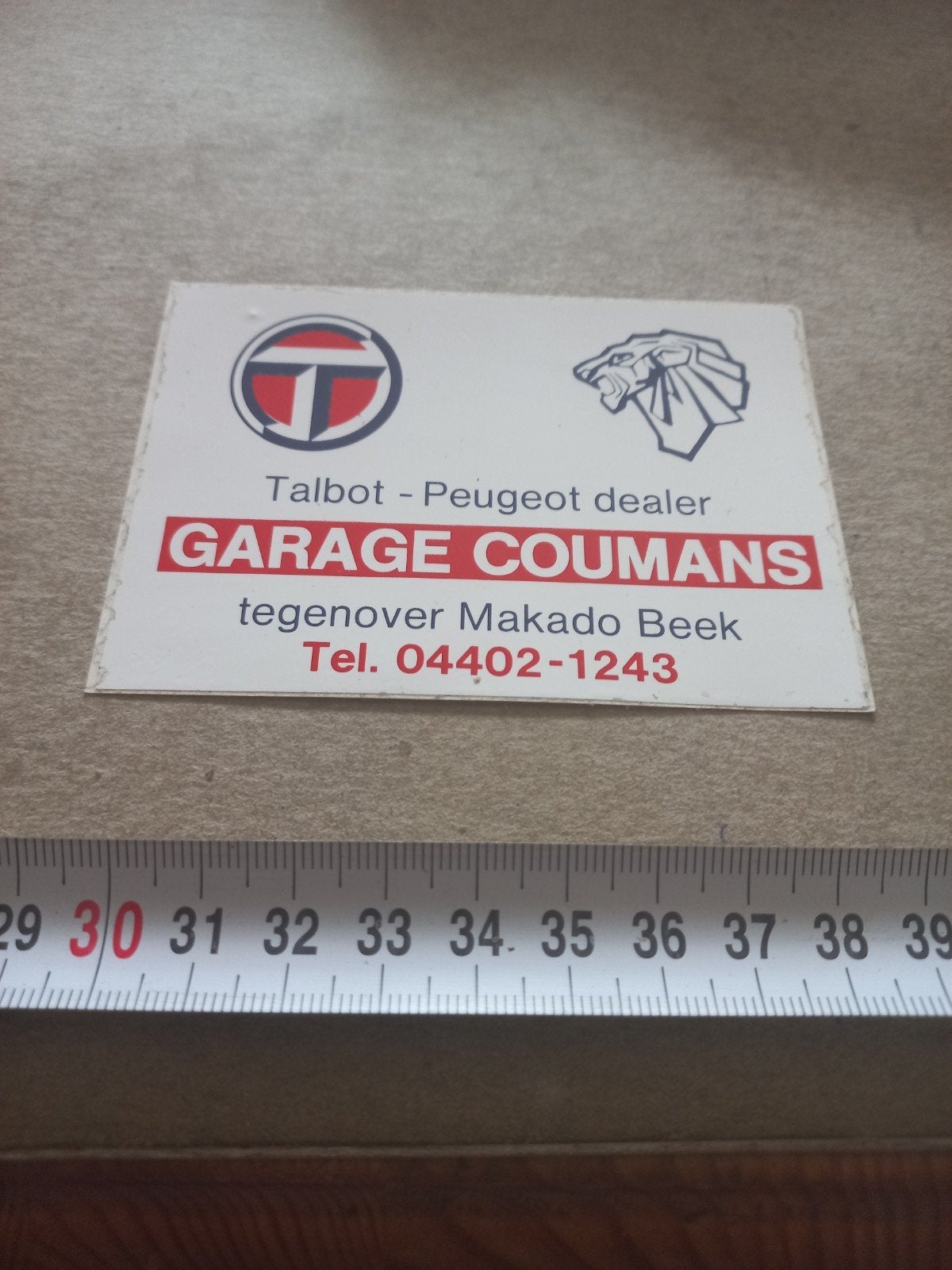 Vintage Talbot-Peugeot Dealer Garage Coumans Reclamebord, Ophalen of Verzenden