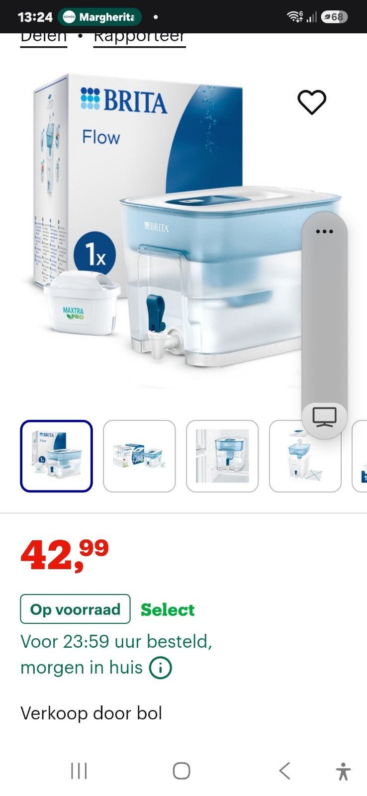 BRITA Flow Waterfiltertank 8,7 liter, Ophalen of Verzenden, Nieuw