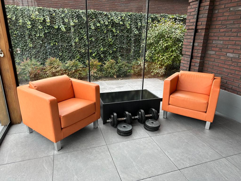 Fauteuils oranje Induflex (1-5 stuks), Ophalen, Gebruikt, Overige kleuren, Kubistisch