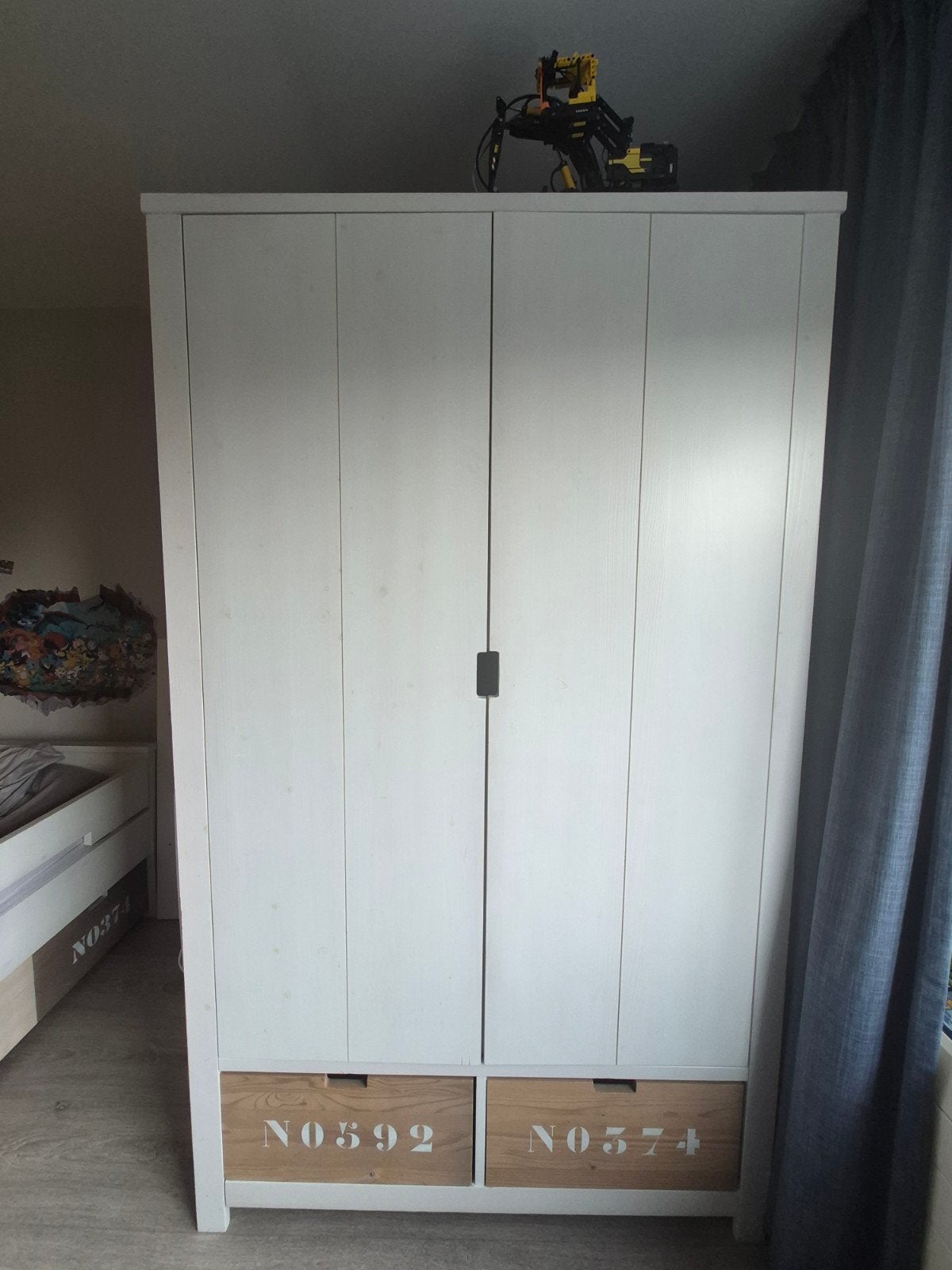 Bopita Kledingkast met Lades - Wit/Hout, Ophalen, Met lade(s), Gebruikt, Modern, Scandinavisch