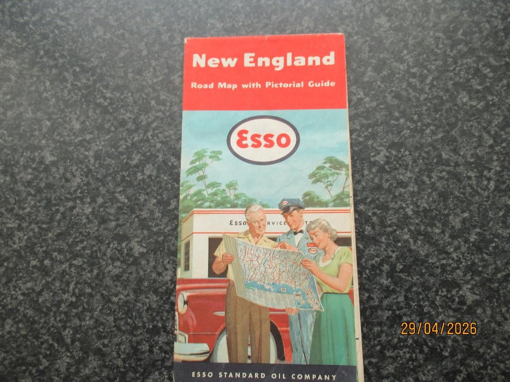 ESSO WEGENKAART- NEW ENGLAND-CA 1953, Gelezen, Verenigd Koninkrijk, Ophalen of Verzenden, Landkaart