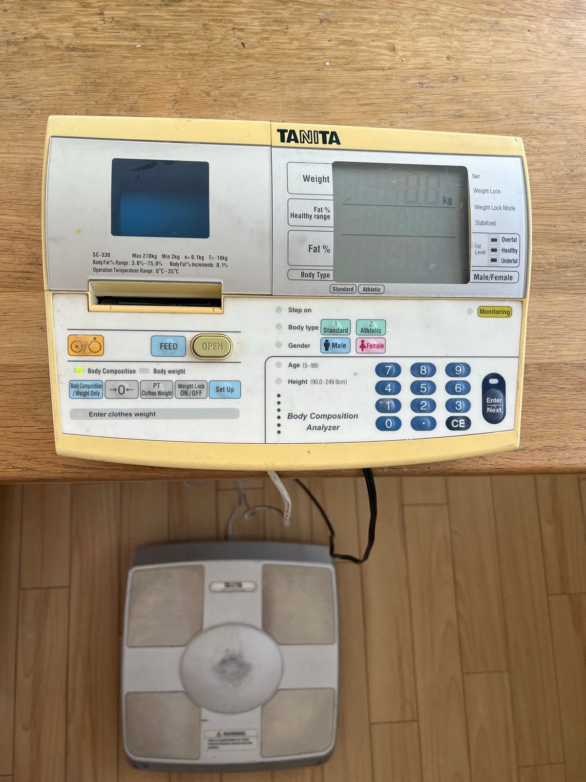 Tanita SC-330 Lichaamsanalyse Weegschaal met Printer &koffer, Ophalen, Gebruikt, 100 kg of meer, Digitaal