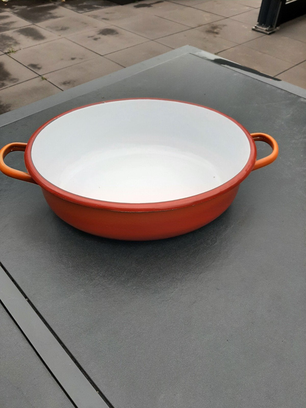 emaille afwasteiltje oranje/rood, Ophalen of Verzenden