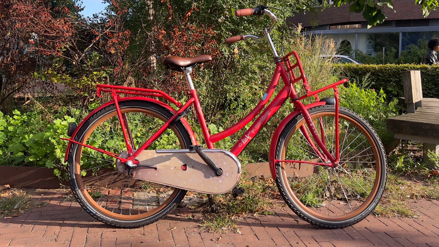 Rode Cortina Lief transportfiets – met 3 versnellingen, Terugtraprem, Versnellingen, Zo goed als nieuw, Ophalen