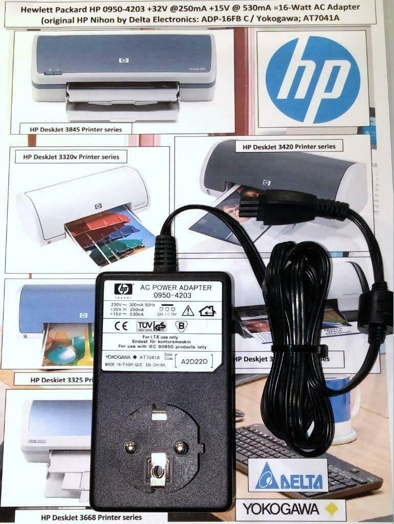 HP 0950-4203 AT7041A 32V 15V 250mA~530mA 16W Voeding Adapter, Ophalen of Verzenden, Zo goed als nieuw, Printerkabel, HP (ORIGINEEL)