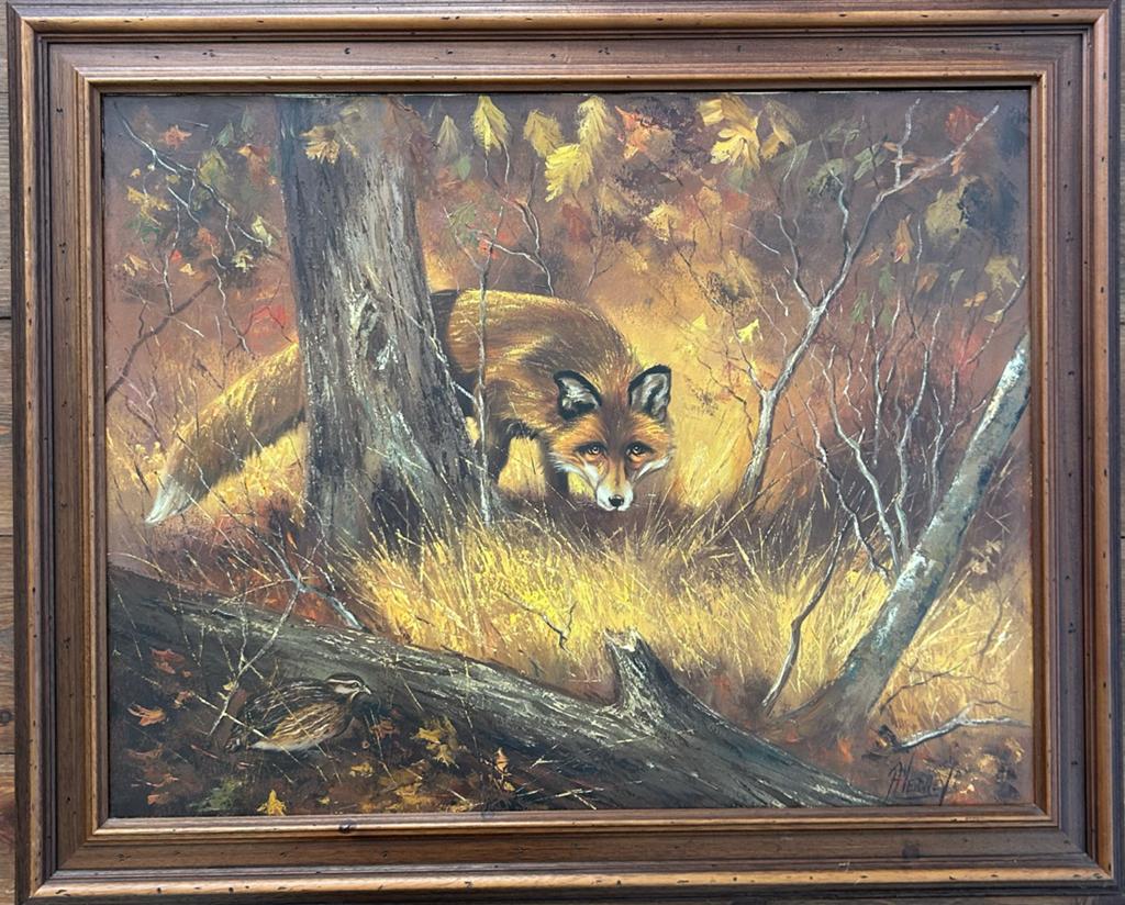 Olieverfschilderij Aart Verweij (1933-2020)-Vos in Herfstbos, Ophalen of Verzenden