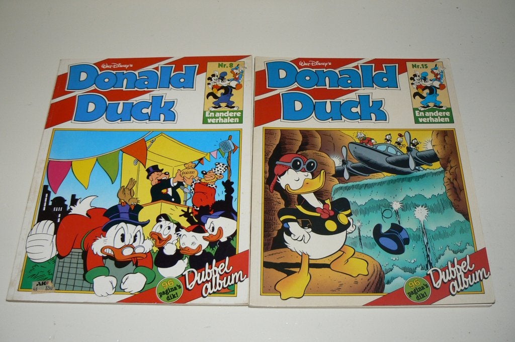 2x Donald Duck Dubbelalbum. Delen 8 & 15 (1985 & 1987), Boeken, Walt Disney, Ophalen of Verzenden, Zo goed als nieuw, Meerdere stripboeken