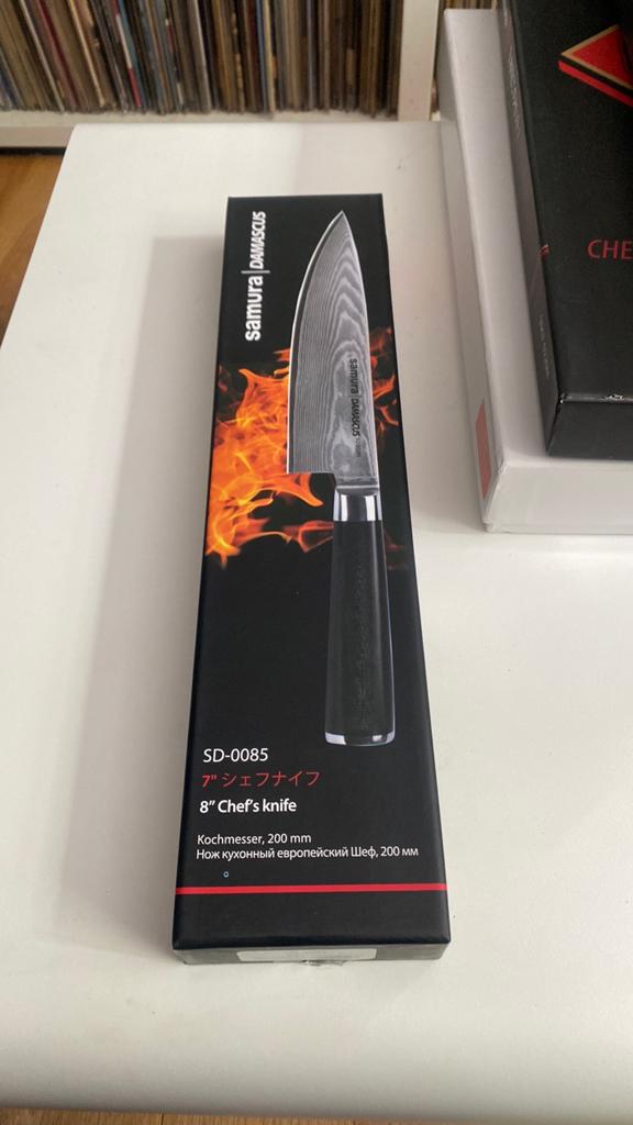 Samura damascus koksmes, Ophalen of Verzenden, Zo goed als nieuw, Rvs of Chroom