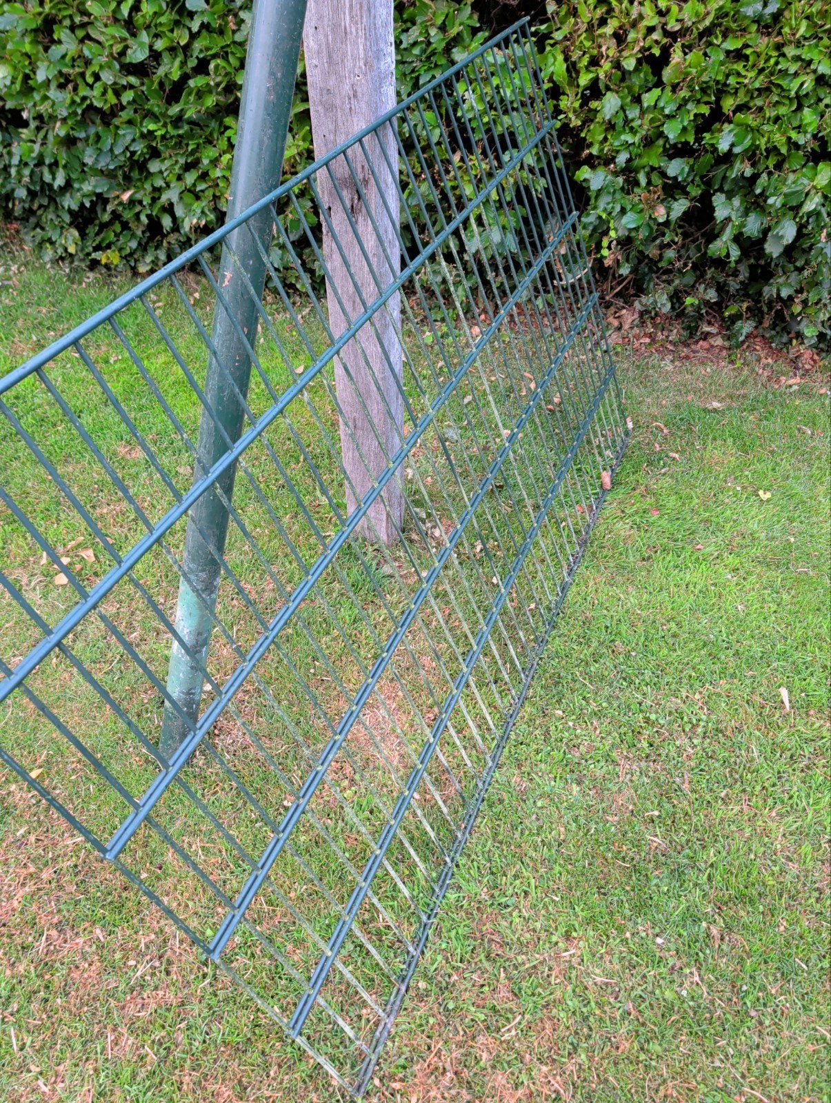 Dubbelstaafs hekwerk 8/6/8 deel met paal - Groen, Ophalen, Gebruikt, IJzer, Dubbelstaafmat hekwerk