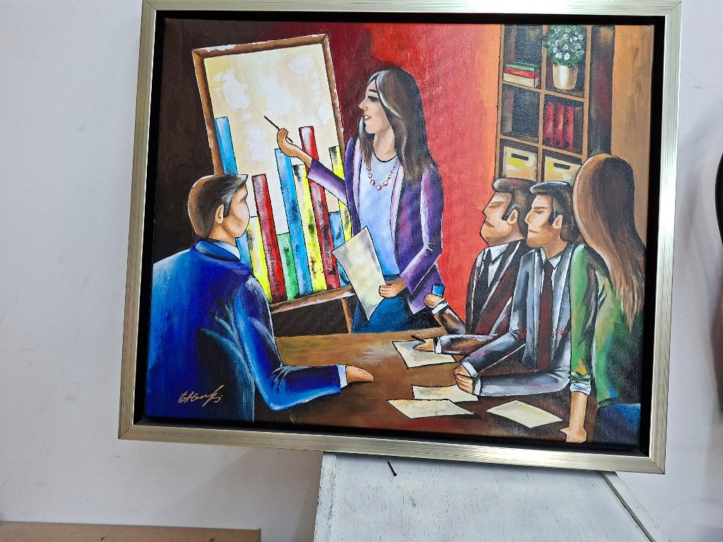 zeer mooie ingelijste gesigneerde geschilderde schilderij, Ophalen of Verzenden, Zo goed als nieuw