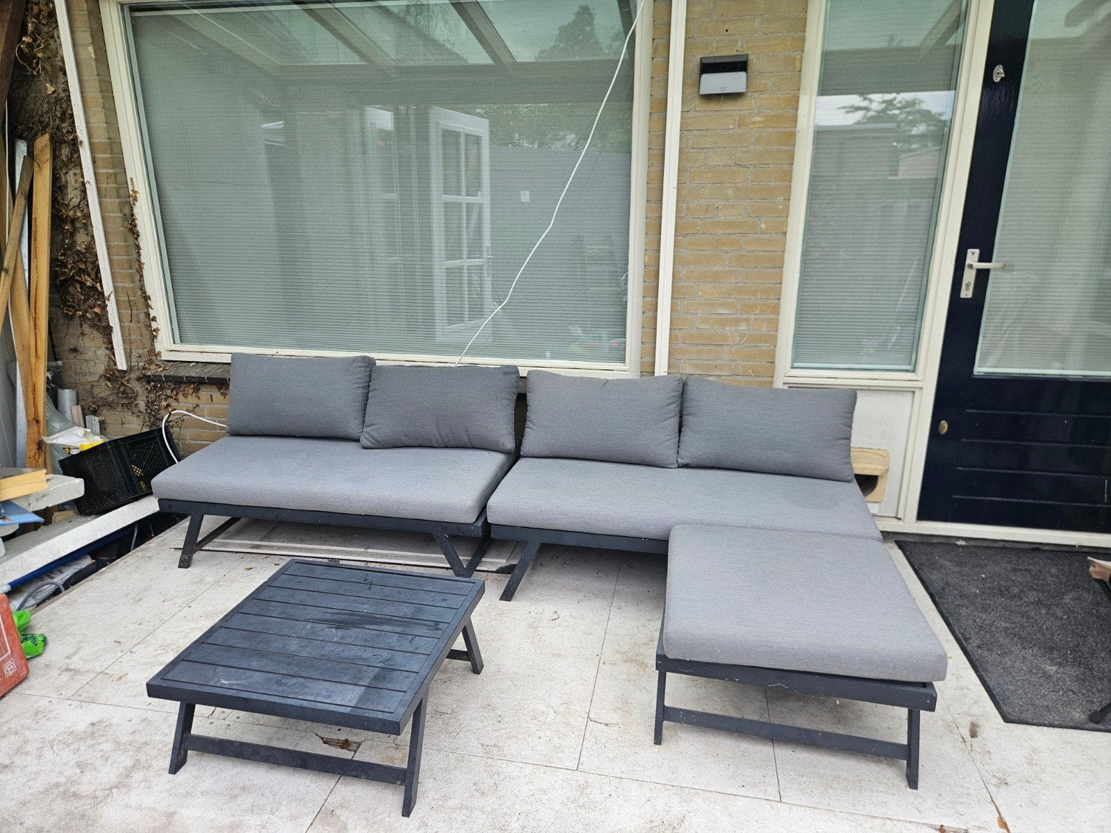 Moderne loungeset met verstelbaar liggedeelte en salontafel, Tuin en Terras, Tuinsets en Loungesets, Ophalen of Verzenden