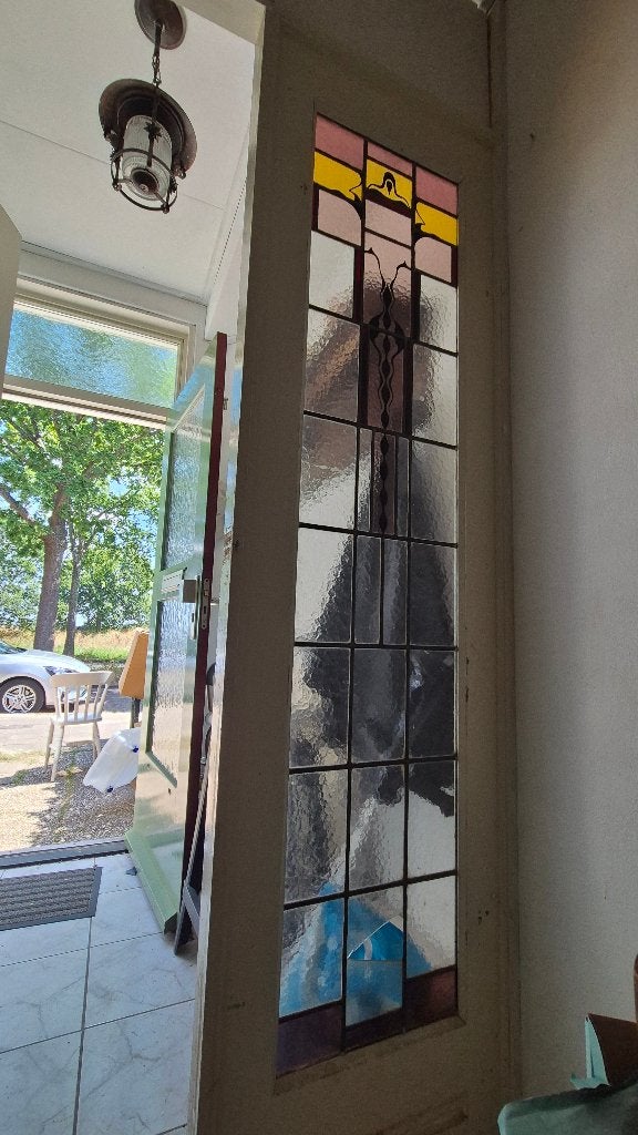 Vestoliebule deur /glas in lood, Ophalen, Gebruikt, Binnendeur, 200 tot 215 cm