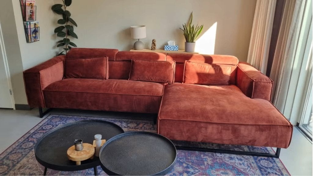 Ruimte hoekbank Rovato velvet, Huis en Inrichting, Banken | Bankstellen, Ophalen, Hoekbank, 300 cm of meer, 75 tot 100 cm