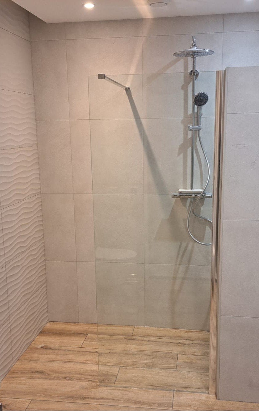 10mm glazen wand Inloopdouche, helder glas, antikalk, 80x200, Ophalen, Zo goed als nieuw, Chroom, Douche