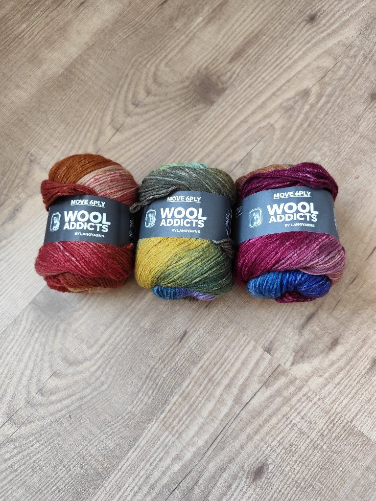 T k. 3 nieuwe bollen Wooladdicts 6PLY Lang Yarns Move, Ophalen of Verzenden, Nieuw, Breien of Haken, Wol of Garen