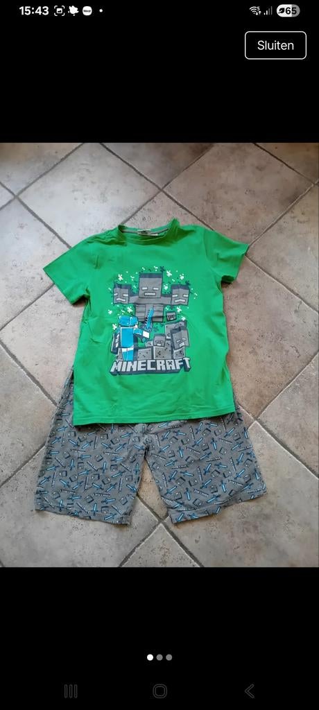 Minecraft shortama maat 158, Ophalen of Verzenden, Gebruikt, Jongen, Nacht- of Onderkleding
