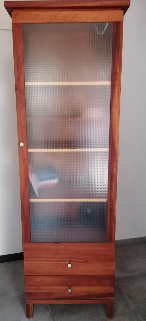 kersenhouten kast, Huis en Inrichting, Ophalen, Glas, Gebruikt, Met deur(en)