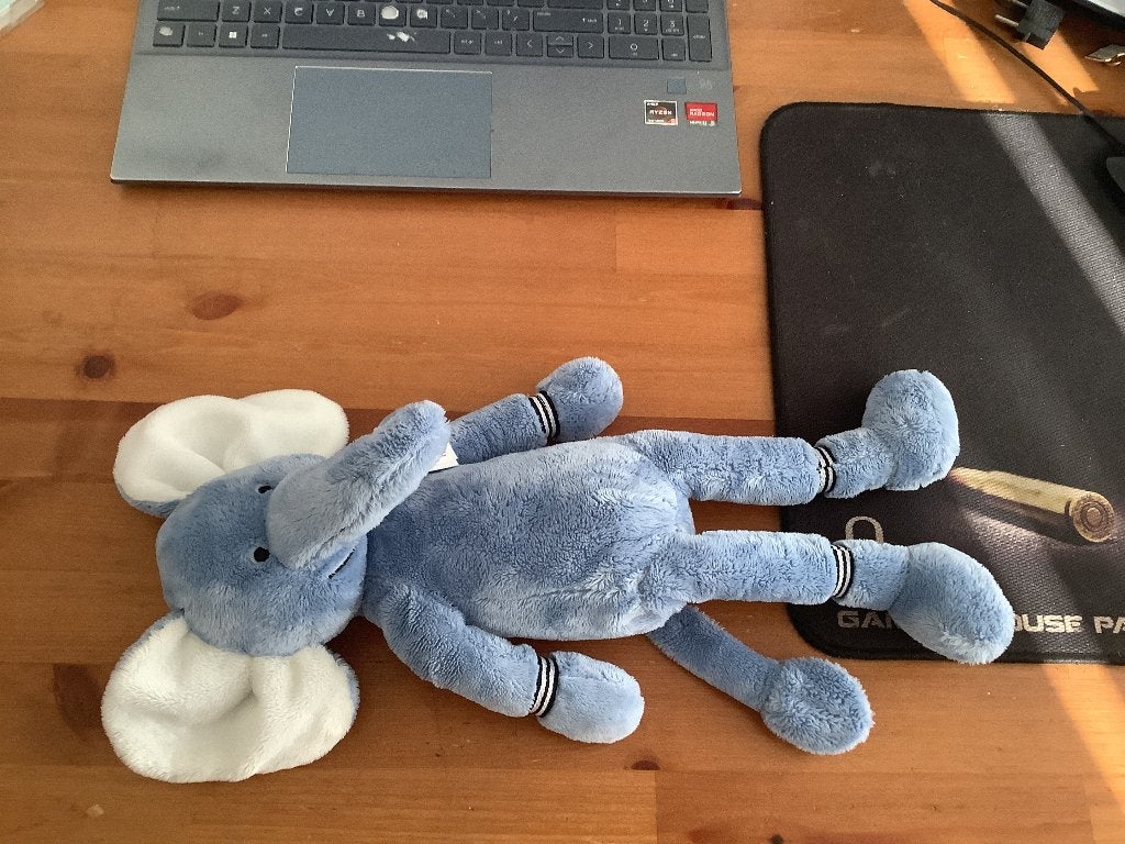 Happy Horse knuffel Olifant 38 cm. zo goed als nieuw, Kinderen en Baby's, Happy Horse, Blauw, Ophalen of Verzenden, Olifant