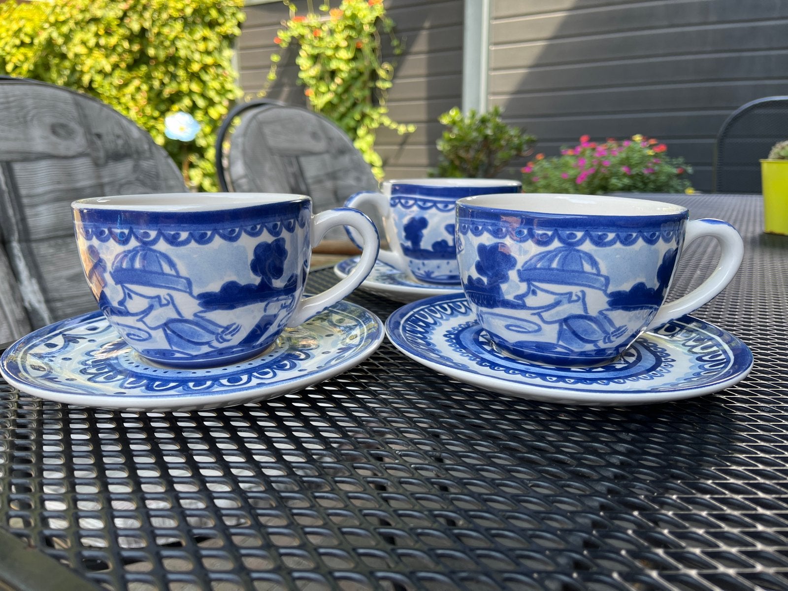 3x Blond Delfts Blauw soepkom met bord, Huis en Inrichting, Keuken | Servies, Gebruikt, Keramiek, Ophalen of Verzenden, Kom(men)