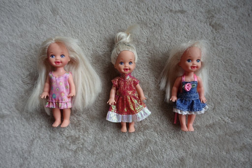 3 Vintage Mattel Kelly / Shelly popjes Barbie jaren 90-2000, Ophalen of Verzenden, Zo goed als nieuw, Pop
