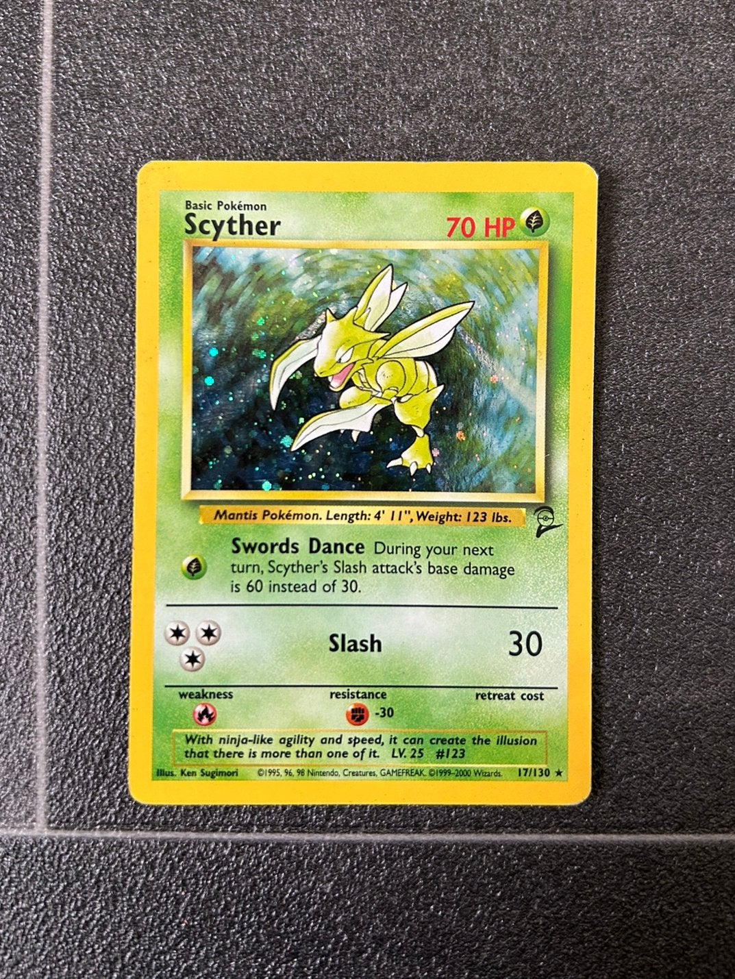 Pokémon Scyther Holographic 17/130 Jungle Set (1999), Ophalen of Verzenden, Gebruikt, Losse kaart