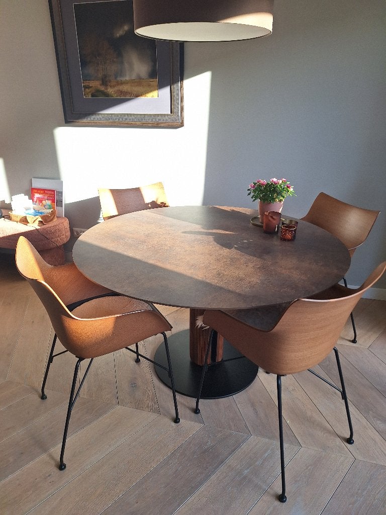 Ronde eettafel oersterk HPL blad, Ophalen, Overige houtsoorten, Gebruikt, Rond