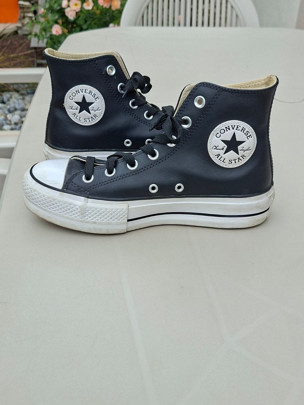 Converse All Star hoge sneakers zwart leer maat 37,5, Zwart, Converse, Ophalen of Verzenden, Sneakers of Gympen