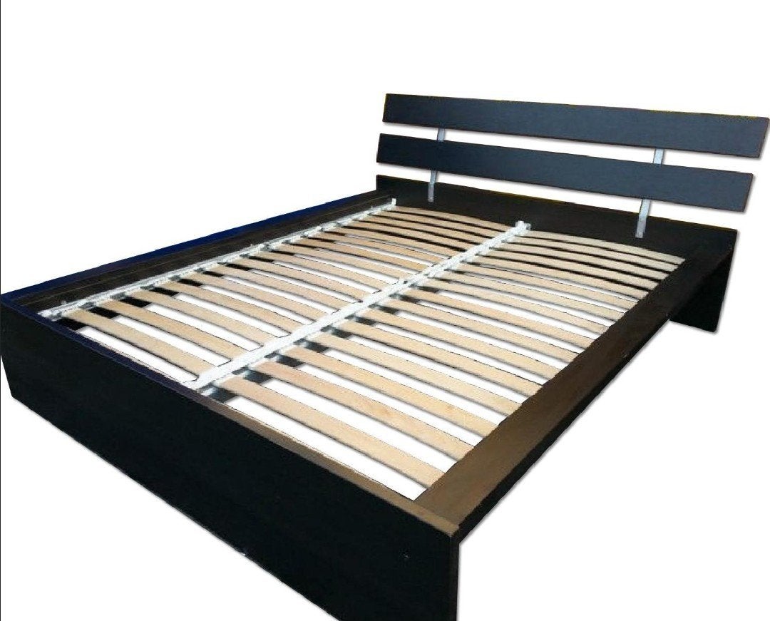 IKEA Hopen 2-persoonsbed zwart met lattenbodem (140x200), Huis en Inrichting, Ophalen, Gebruikt, Zwart, Tweepersoons