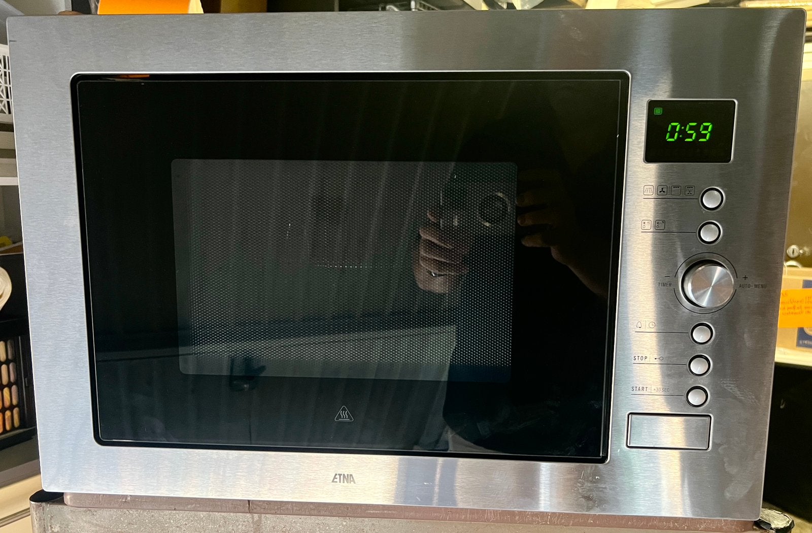 Etna combi magnetron RVS draaiplateau Vast € 125 als nieuw, Ophalen, Zo goed als nieuw, Grill, Draaiplateau