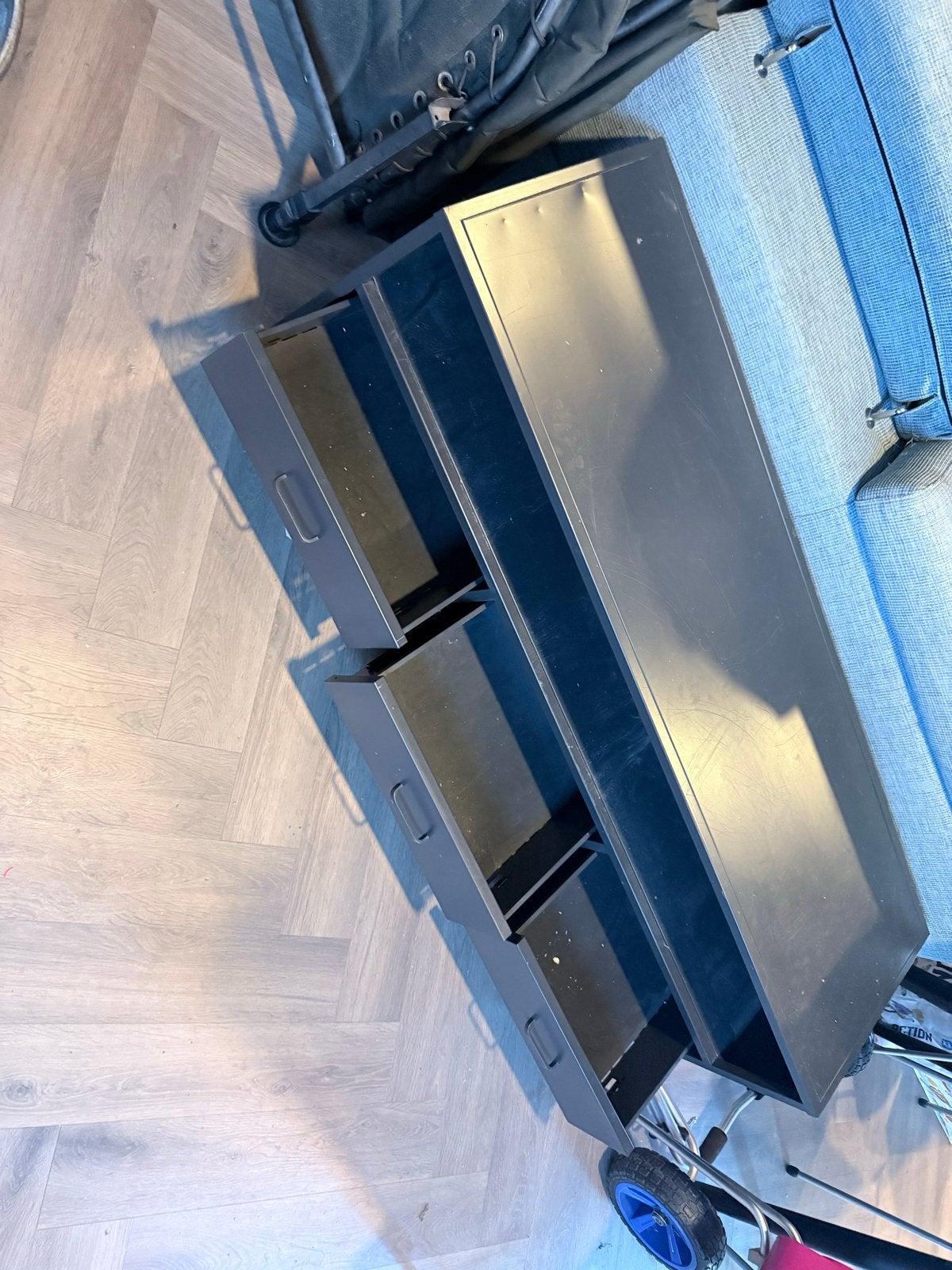 Metalen tv kast  148x45x50 cm (LxBxH), Ophalen, Gebruikt, 50 tot 100 cm, 3 of 4 laden