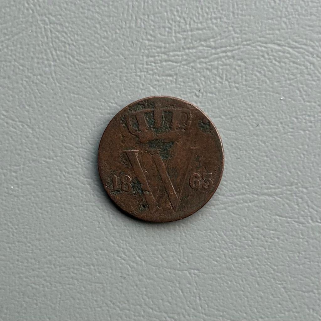 1/2 cent 1863, Ophalen of Verzenden, Koning Willem III, 1 cent