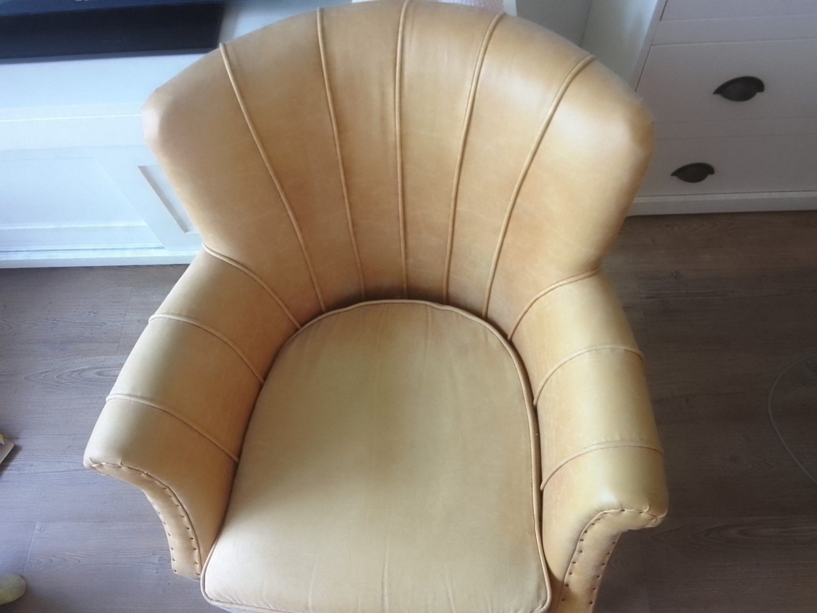 Riviera Maison fauteuil in perfecte staat, Cognac kleur, Huis en Inrichting, Fauteuils, Ophalen, Zo goed als nieuw, 50 tot 75 cm