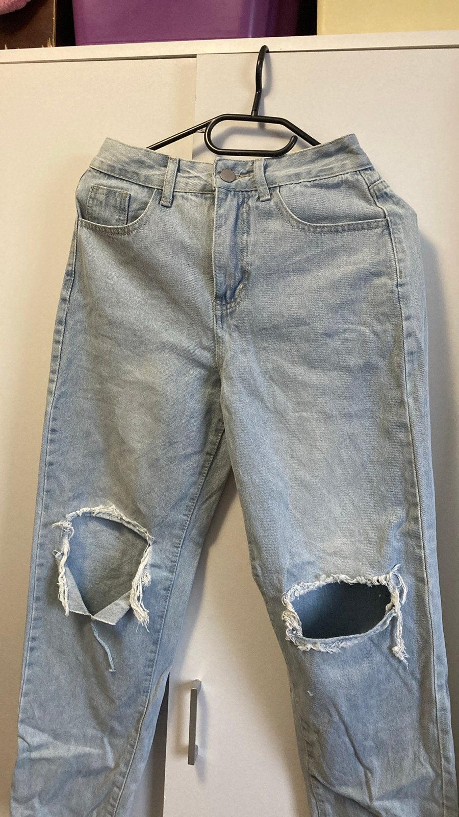 Lichtblauwe ripped jeans, maat XS, Kleding | Dames, Ophalen of Verzenden, Zo goed als nieuw, Blauw, W27 (confectie 34) of kleiner