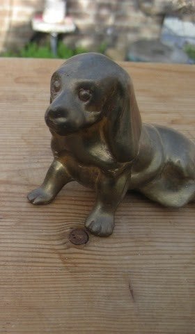Vintage bronzen teckel beeldje, Ophalen of Verzenden