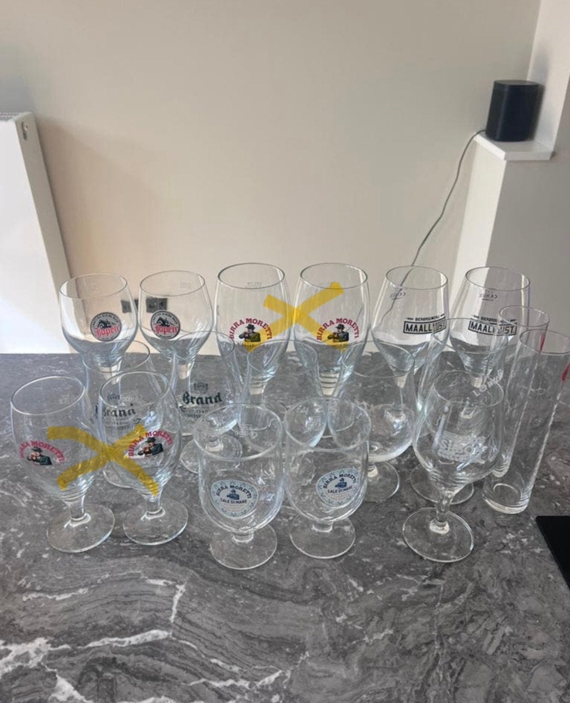 Bierglazen; oa Brand, Jopen, Maallust, Birra Moretti, Huis en Inrichting, Glas of Glazen, Gebruikt, Overige merken, Ophalen of Verzenden