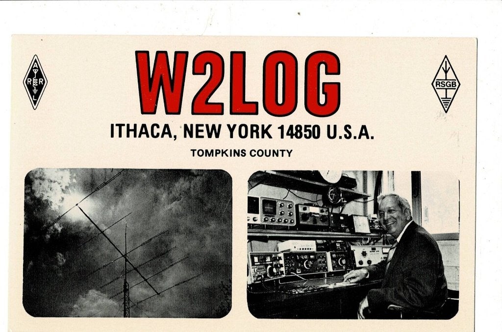 QSL kaart, Ithaca New York, U.S.A, Verzamelen, Ophalen of Verzenden, Gelopen, Overige thema's