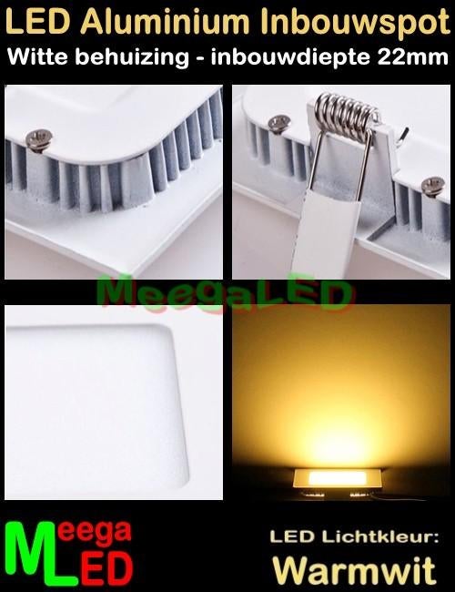 LED inbouwspot panel spot wit 3Watt VK Warmwit 3W - NDB, Huis en Inrichting, Lampen | Spots, Nieuw, Plafondspot of Wandspot, Metaal of Aluminium