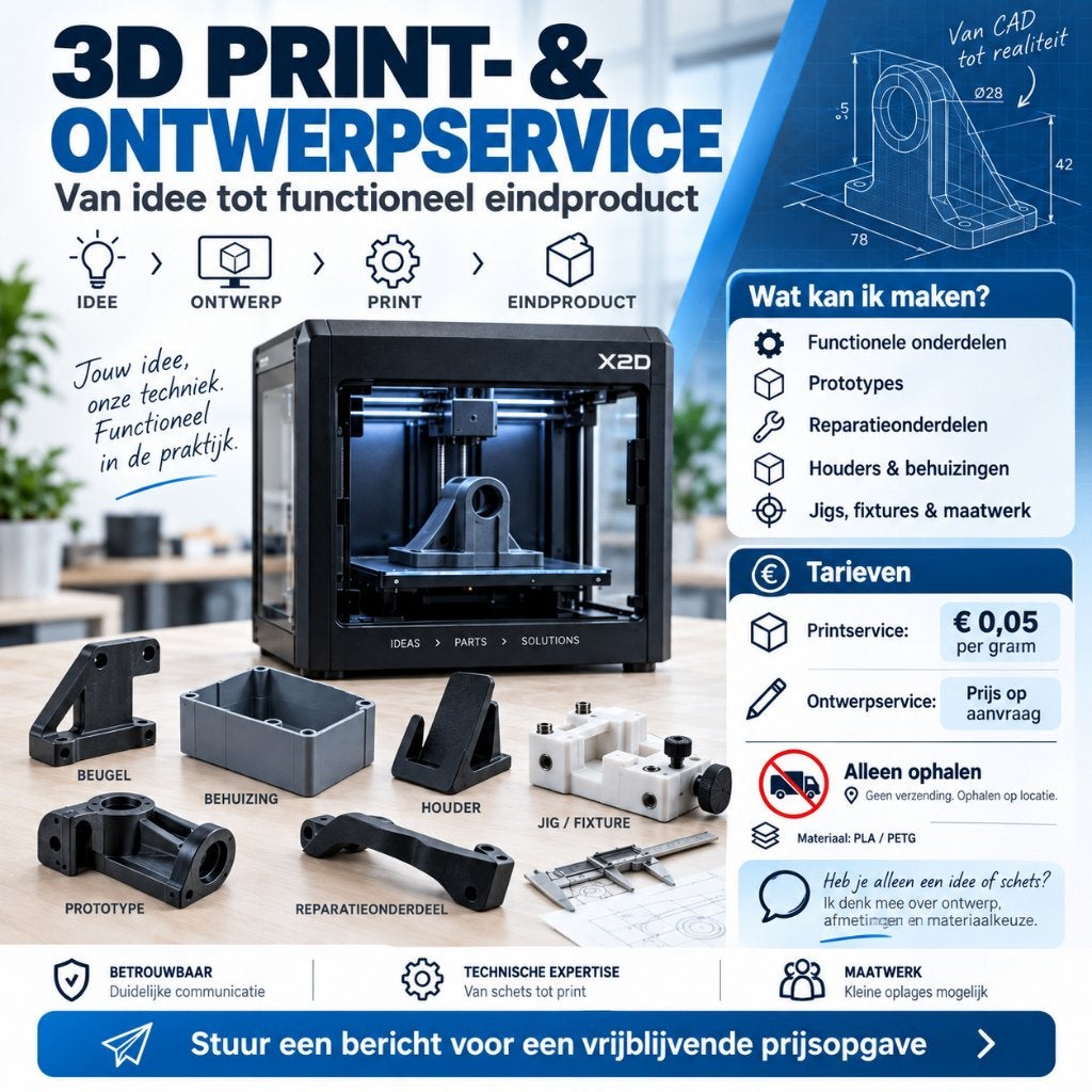 3D PRINT & ONTWERPSERVICE (5cent/gram), Computers en Software, Ingebouwde Wi-Fi, Nieuw, Ophalen of Verzenden, Filament