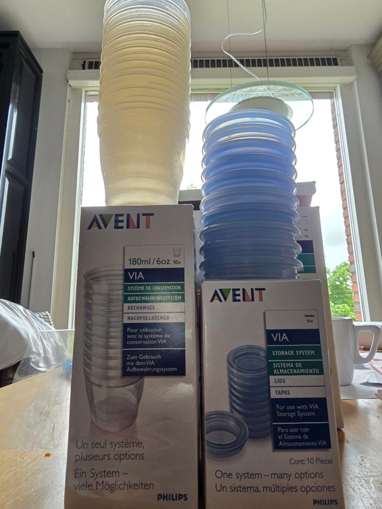 Philips Avent VIA bewaarbekers met deksels, stapelbaar, Ophalen of Verzenden, Gebruikt, Overige typen