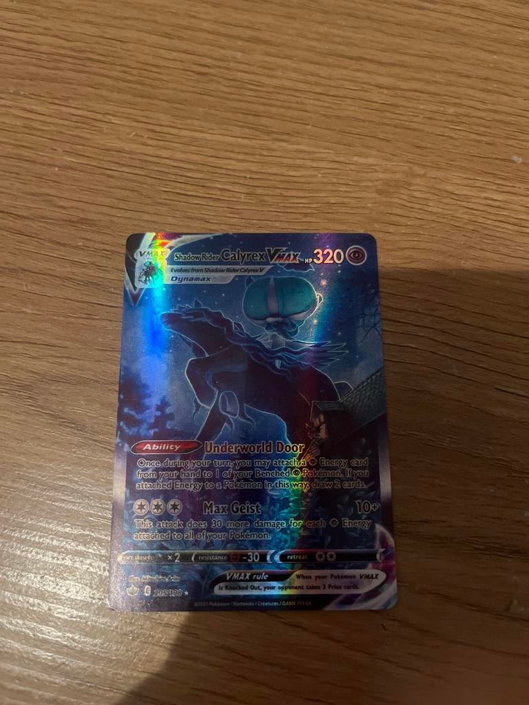 Shadow Rider Calyrex VMAX Pokémon kaart (Foil), Ophalen of Verzenden, Zo goed als nieuw, Losse kaart, Foil