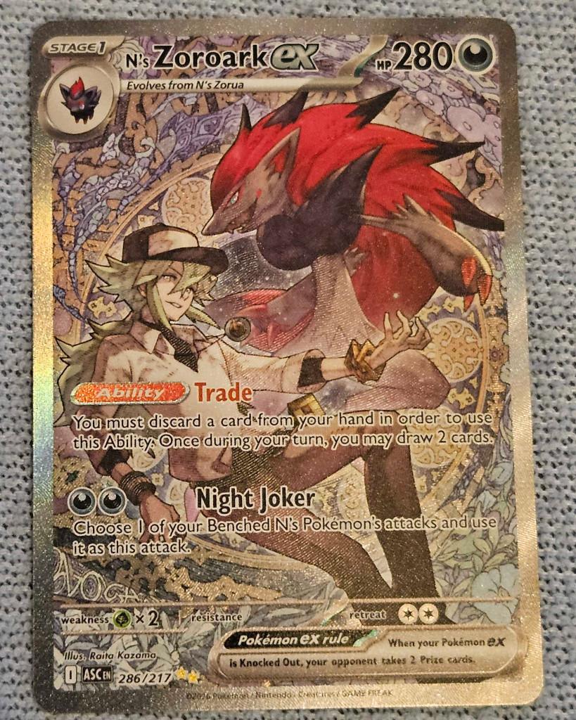 Pokemon N's Zoroark ex (ASC 286), Ophalen, Nieuw, Losse kaart, Foil