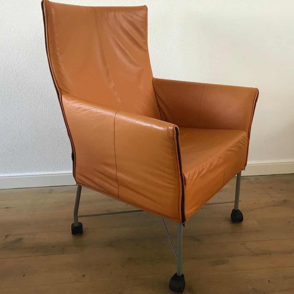 IZGS Montis Charly design fauteuil oranje leer, Ophalen, Nvt, Nvt, Leer