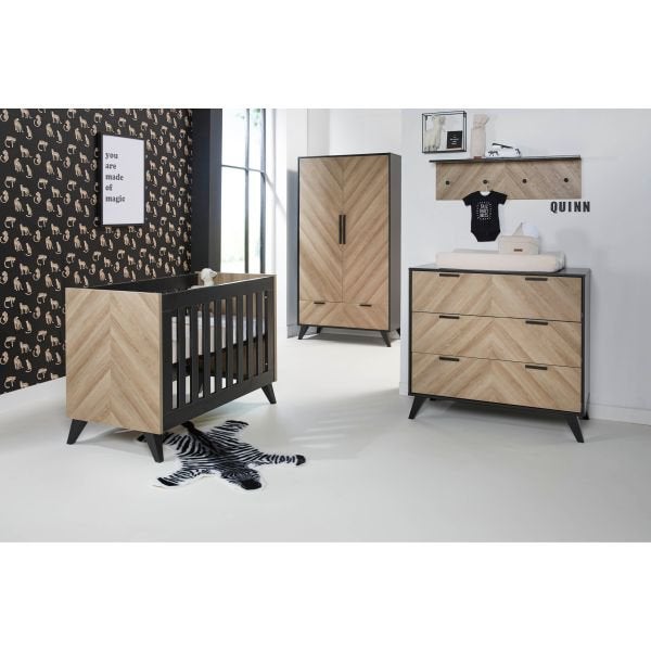Interbaby Lancaster babykamer visgraat/mat zwart., Ophalen, Zo goed als nieuw, Jongetje of Meisje
