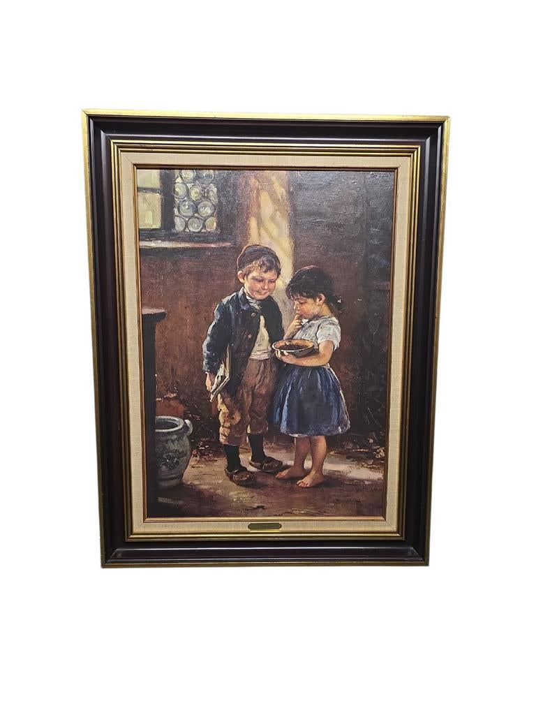 Schilderij. Kindertafereel, Antiek en Kunst, Kunst | Schilderijen | Klassiek, Ophalen of Verzenden