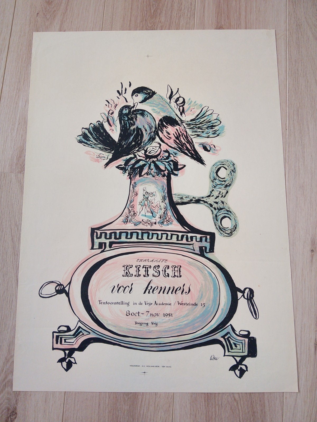Vintage Kitsch voor Kenners Tentoonstelling Poster 1951, Ophalen of Verzenden, Gebruikt, A1 t/m A3, Rechthoekig Staand